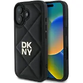 DKNY Quilted Stack Logo iPhone 16-etui - svart