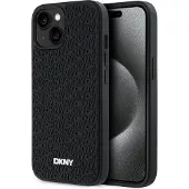 DKNY 3D gummideksel med gjentatt mønster for iPhone 15 Plus - svart