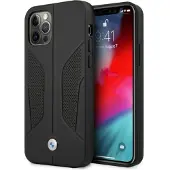 BMW Perforert lærveske med sider for iPhone 12 / iPhone 12 Pro - Svart