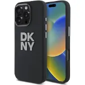 DKNY Liquid Silicone metallogo iPhone 16 Pro Max-etui - svart