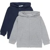 Minymo Cardigan - 2-pack - Grå Melert/Navy - - 10 år (140) - Cardigan