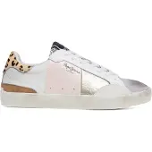 Pepe Jeans for woman. PLS31573 Lane Sweet white leather trainers (38), Flat, Suede, Laces, Casual
