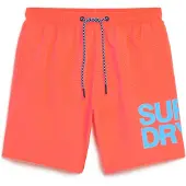 Superdry for man. M3010228A Sportswear 43.2 cm swimming costume with coral logo (S), Orange, Beachwear, Recycled Polister, Sustainable