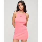 Superdry for woman. W8011595A Pink Embroidered Channel Dress (L), Casual, Sleeveless / Straps, Organic Cotton, Sustainable