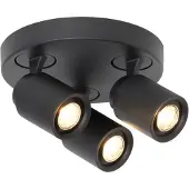 Freelight Razza takspotlight, svart, Ø 28,5 cm, 3-lys metall