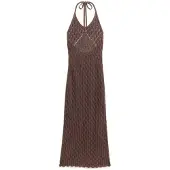Superdry for woman. W8011736A Brown Crochet Halter Dress (S), Casual, Cotton, Sleeveless / Straps