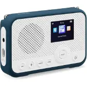 Ginza.se WFR-39 Internett/radio i veske: DAB, FM, WLAN, Spotify, vekkerfunksjon, oppladbar - Hvit/Blå (A500466)
