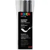 Posca Tusjer m. Børste-Spiss - PCF-350 - 3 stk. - Hvit/Svart - - OneSize - Tusj