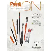 Clairefontaine Paint-On Blok A3 250gram 40 ark hvidt papir, multi teknik, toplimet