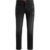 HUGO for man. 50524229 Extra slim fit jeans in deep black stretch denim (34/32), Casual, Organic Cotton, Sustainable