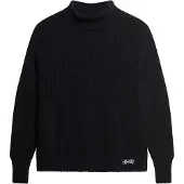 Superdry for woman. W6110502A Essential navy ribbed knitted jumper (M), Casual, Acrylic, Long sleeve