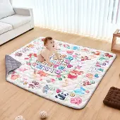 Vevor Lekematte, Ekstra Stor 71"x79" Krypematte, Sklisikker Ett-Stykke Tykk Myk Matte, Sammenleggbar Gulvmatte, Vanntette Aktivitetslekematter for Babyer Småbarn Spedbarn, Maskinvaskbar