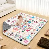 Vevor Baby Lekematte, 59"x71" Baby Krypematte, Sklisikker Ett-delt Tykk Myk Baby Lekematte, Sammenleggbar Rullbar Gulvmatte, Vanntette Aktivitetslekematter for Babyer, Småbarn, Spedbarn, Maskinvaskbar