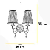 ONLI Delia vegglampe, bronsefarget, 2 lamper, bredde 25 cm
