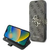 GUESS Etui 4G Metal Logo na iPhone 16 Plus - brązowe