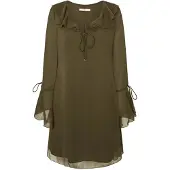Pepe Jeans for woman. PL953617 Respect dress green (S), Casual, Polyester, Long sleeve
