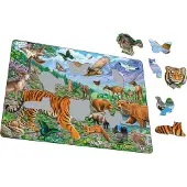 Larsen Puslespill Sibirsk tiger sommer - 36 brikker, Maxi 2D Puslespill