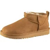 Ugg for woman. 1116109 Classic Ultra Mini brown leather ankle boots (37), Flat, Casual