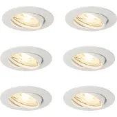 QAZQA Sett med 6 hvite nedfellbare spotter GU10 35 mm - Edu