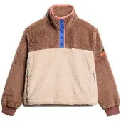 Superdry for woman. W2012349A Supersoft Mash Up fleece brown (XXS), Casual, Polyester