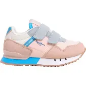 Pepe Jeans for girl. PGS40018 London Band Sneakers pink, beige (24), Flat, Velcro, Casual, children's fashion