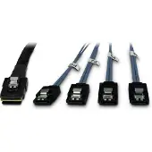 Inter-Tech - SATA/SAS-kabel - Serial ATA 150/300/600 - crossover - 36-pins 4i Mini MultiLane til SATA - 65 cm - svart