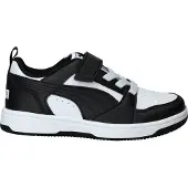 Puma Rebound V6 Lo Kids' Sneakers, Shoes, White/Black, 28