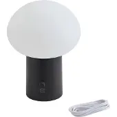 LINDBY LED oppladbar bordlampe Zelie, svart, aluminium, IP44
