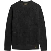 Superdry for man. M6110567A Knitted jumper with round neck and black texture (XL), Casual, Cotton
