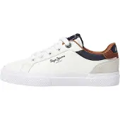 Pepe Jeans for boy. PBS30569 Kenton Court Leather Sneakers white (36), Flat, Laces, Casual, children's fashion