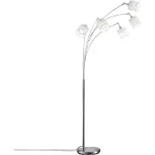 TRIO Tommy gulvlampe, nikkel/hvit, høyde 200 cm, 5-lys, stoff