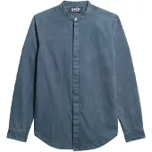 Superdry Merchant Indigo Grandad Skjorte Med Lange Ermer