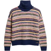 Superdry for woman. W6110617A Navy Textured Stripe Pattern Sweater (M), Casual, Wool