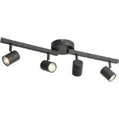 QAZQA Takspot svart GU10 50mm 4-lys inkl. baklys og 3-veis bryter - Back Up