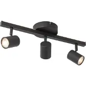 QAZQA Takspotlight svart GU10 50mm 3-lys inkl. bakgrunnsbelysning og 3-veis bryter - Back Up
