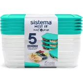 Sistema Oppbevaringsbokser - 5-pack - Nest It - 1.9 L - Turkis - - OneSize - Matboks
