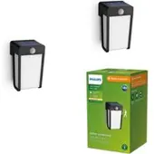 Philips LED-solcellelampe Shroud, svart/opal, 2-pakning