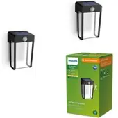 Philips LED-solcellelampe Shroud, svart/klar, 2-pakning