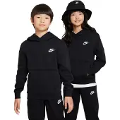 Nike Club fleece-hettegenser til store barn - Svart