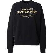 Superdry for woman. W2011991A Luxe metallic logo sweatshirt black (S), Casual, Sport, Grey, Cotton