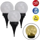 Näve LED-solcelledekolampe 5248203 av glass, 3 stk