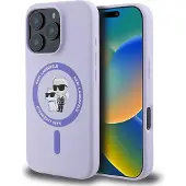 Karl Lagerfeld iPhone 16 Pro Max Karl and Choupette MagSafe-deksel i flytende silikon - Lilla