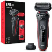 Braun Series 5 51-R1200S, Barberingsmaskin, Sort, Rød, AutoSense, Knapper, Batteri, Lithium-Ion (Li-Ion)