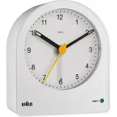 Braun BC22, Quartz vekkerklokke, Rund, Hvit, Gult, 12 timers, Alarm, Batteri