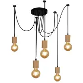 Searchlight Spinny hengelampe, edderkopp, Ø 28 cm, 5 lyskilder, gummitre, E27