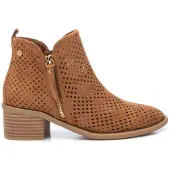 Xti for woman. 14396102-CAMEL Leather ankle boots 143961 brown (37), 5 to 8 cm, Zip, Casual