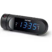 24hShop Denver klokkeradio med projeksjon / vekkerklokke med projektor / digital klokkeradio FM