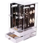 24hShop Smykkeskrin med glasslokk og skuffer - smykkeoppbevaring / smykkeorganisator