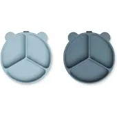 Liewood Partisjonert Skåler - 2-pack - Stacy - Sea Blue/Whale Bl - - OneSize - Skål