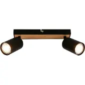 Briloner Downlight Tib, svart/tre, 2 lyskilder, justerbar, metall